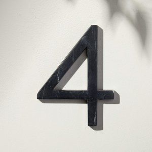 SOLD - CB2 Aurele 6" Black Marble House Number 4